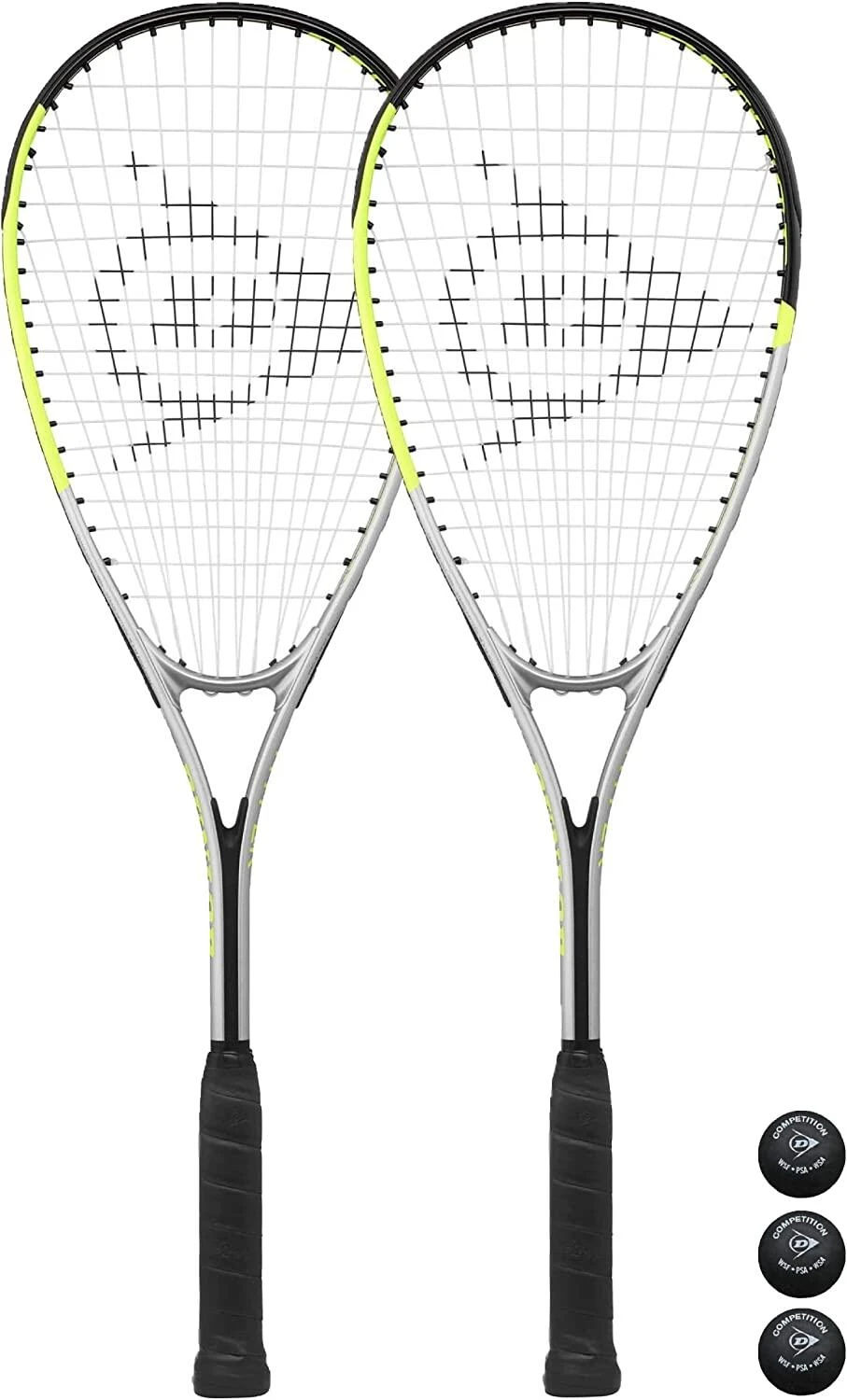 2 X Dunlop Hyper Lite Ti 4.0 Squash Rackets + 3 Squash Balls 1 2 X Dunlop Hyper Lite Ti 4.0 Squash Rackets + 3 Squash Balls