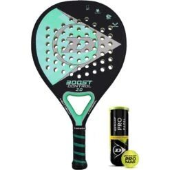 Dunlop Boost Control 2.0 Padel Racket, Inc Protective Cover & 3 Padel Balls