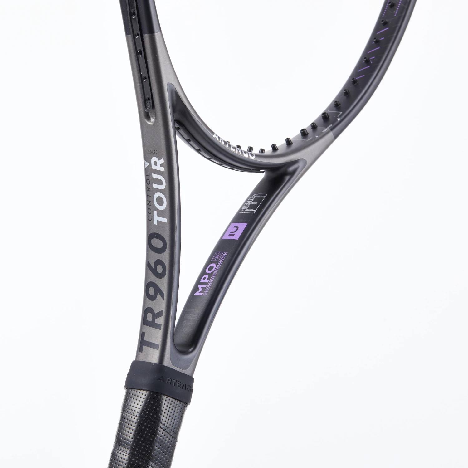 Artengo Adult Tennis Racket Control Tour TR960 18x20 Unstrung - Grey 6 Artengo Adult Tennis Racket Control Tour TR960 18x20 Unstrung - Grey - Image 6