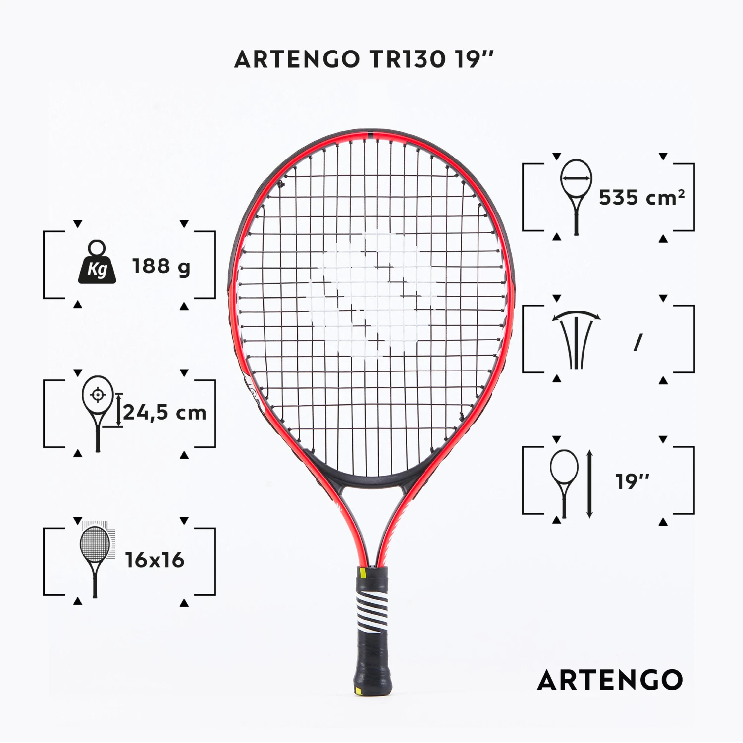 Artengo Kids' 19" Tennis Racket TR130 2 Artengo Kids' 19" Tennis Racket TR130 - Image 2
