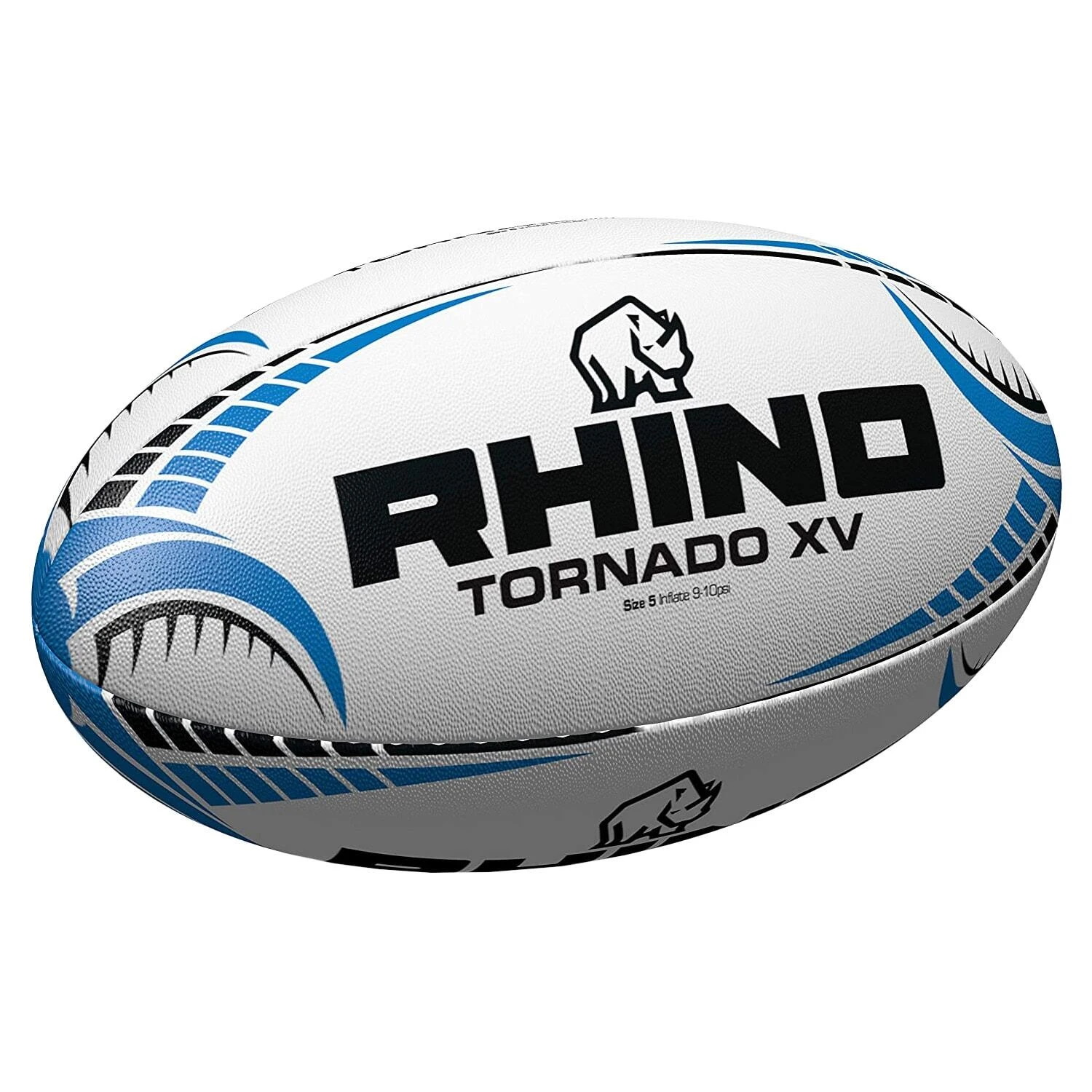 RHINO Tornado XV Rugby Ball (White/Blue/Black) 1 RHINO Tornado XV Rugby Ball (White/Blue/Black)
