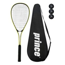 Prince Power Ti Squash Racket, Inc Protective Cover & 3 Squash Ball