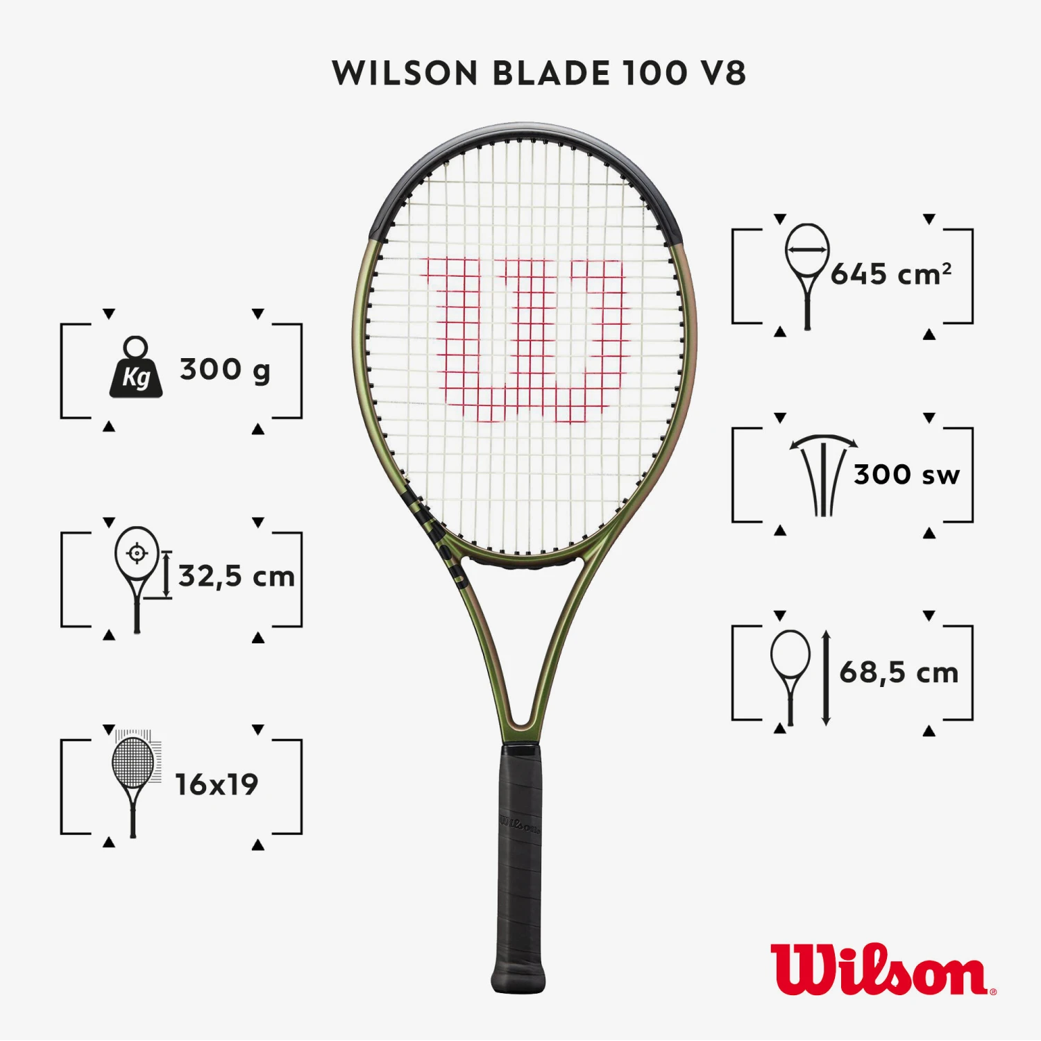 Wilson Adult Tennis Racket Blade 100 V8 300g Unstrung 2 Wilson Adult Tennis Racket Blade 100 V8 300g Unstrung - Image 2