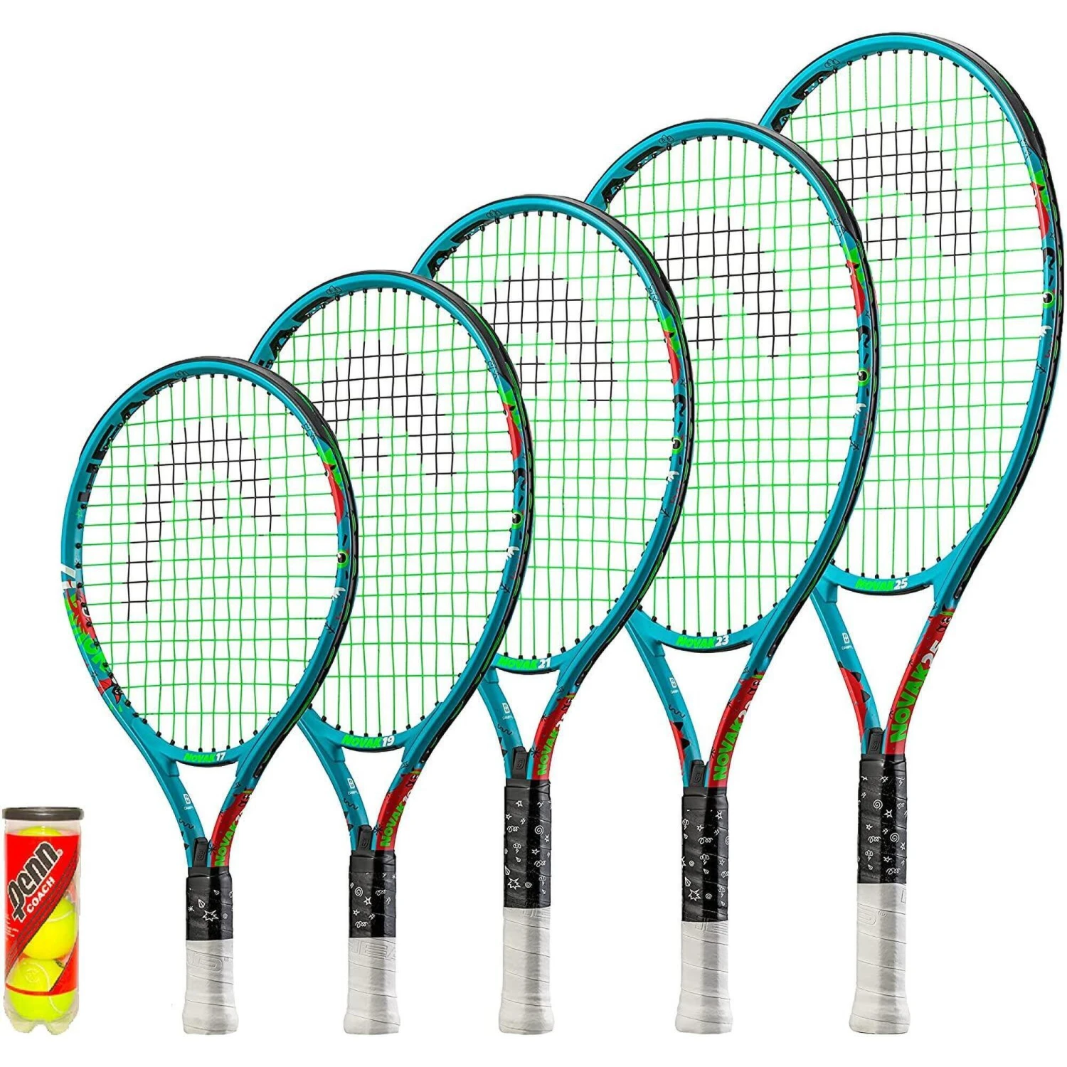 HEAD Novak Junior Tennis Racket, Inc Protective Cover & 3 Tennis Balls 1 HEAD Novak Junior Tennis Racket, Inc Protective Cover & 3 Tennis Balls