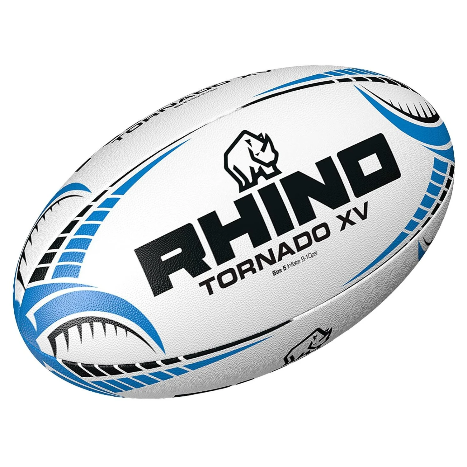 RHINO Tornado XV Rugby Ball (White/Blue/Black) 3 RHINO Tornado XV Rugby Ball (White/Blue/Black) - Image 3