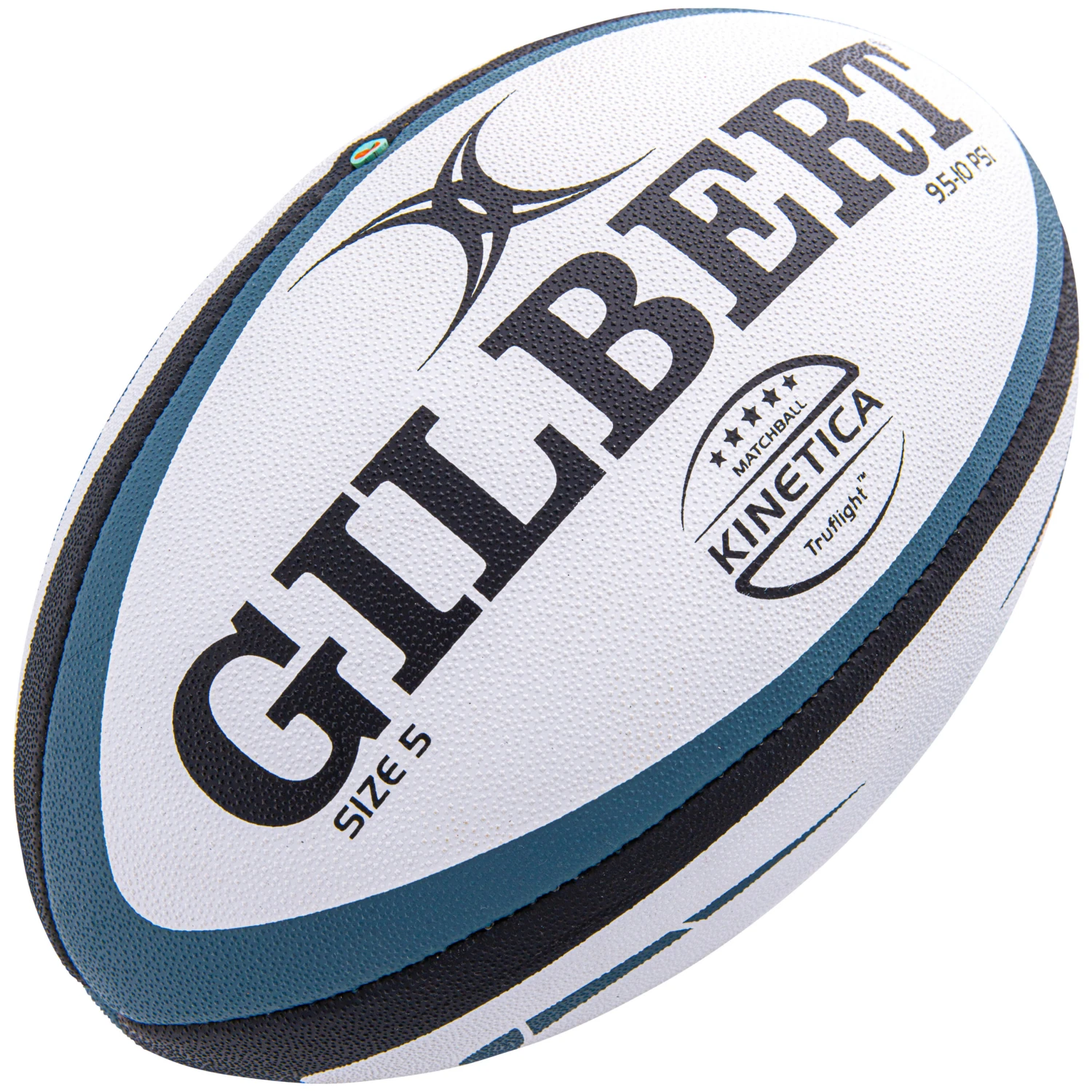 Gilbert Size 5 Rugby Ball Kinetica - White/Blue 3 Gilbert Size 5 Rugby Ball Kinetica - White/Blue - Image 3