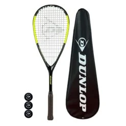 Dunlop Hypermax Pro Squash Racket, Inc Full Protective Cover & 3 Squash Balls
