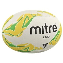 Mitre Grid Rugby Ball (White/Yellow/Green)