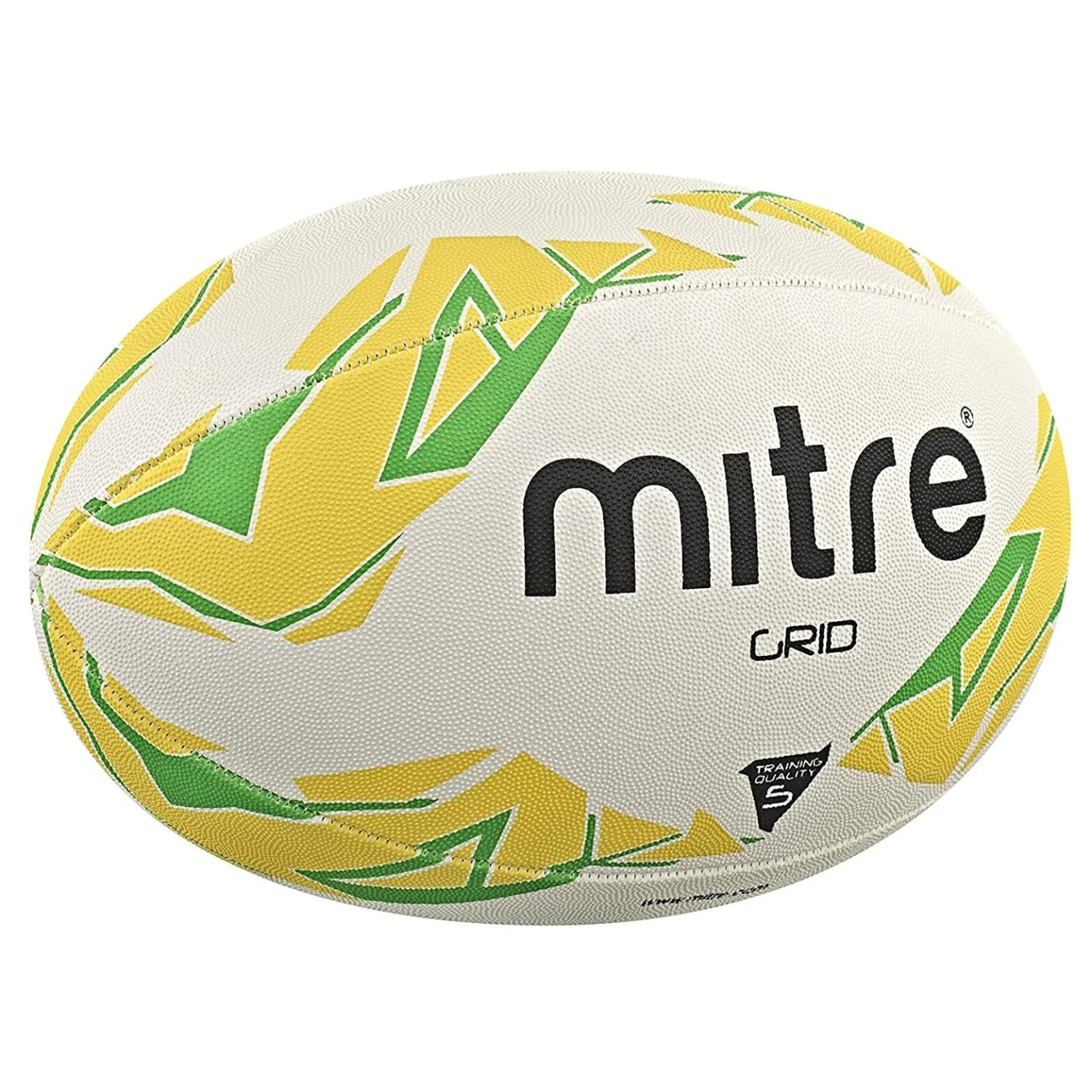 Mitre Grid Rugby Ball (White/Yellow/Green) 1 Mitre Grid Rugby Ball (White/Yellow/Green)