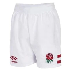 UMBRO England Rugby Childrens/Kids 22/23 Home Shorts (White/Claret Red)