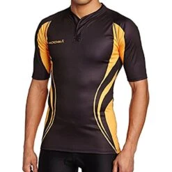 Mens Tight Fit Curve Premium Match Sports Shirt (Black / Gold) -Ball Sports Shop kea8678fe191150de411ce8c9c1b37f99
