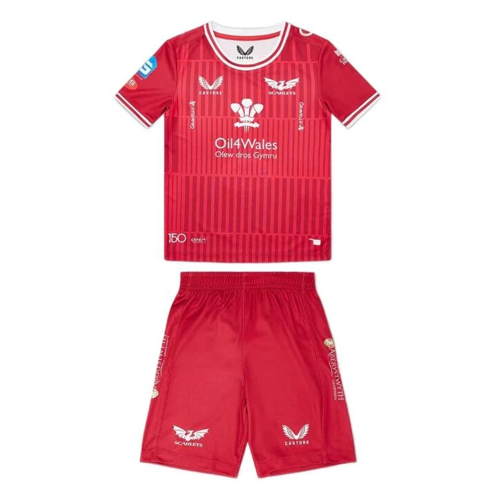 Castore Scarlets Infants Home Rugby Kit TI1505 Red 1 Castore Scarlets Infants Home Rugby Kit TI1505 Red