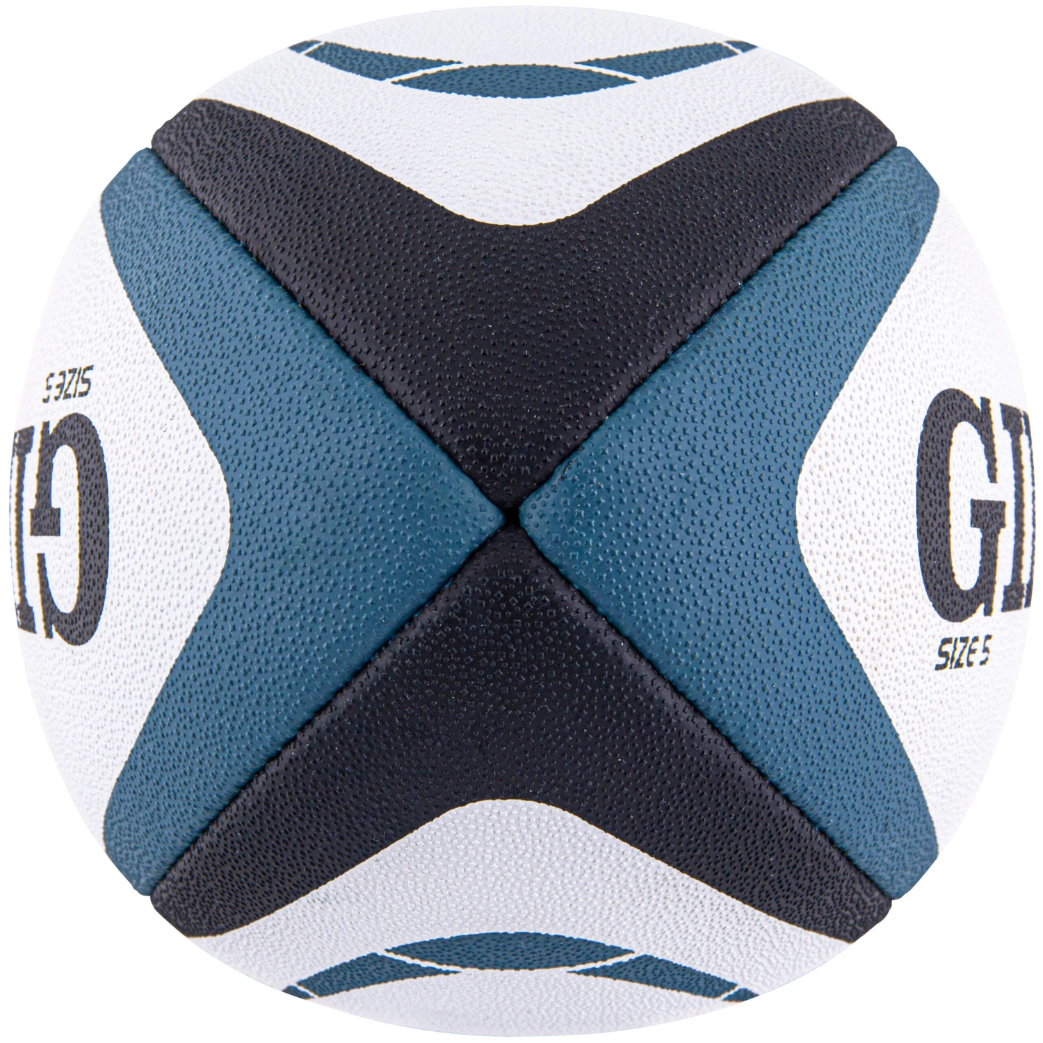Gilbert Size 5 Rugby Ball Kinetica - White/Blue 2 Gilbert Size 5 Rugby Ball Kinetica - White/Blue - Image 2